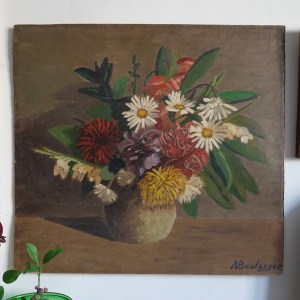 " Daisies & Chrysanthemums" Vintage Oil Painting