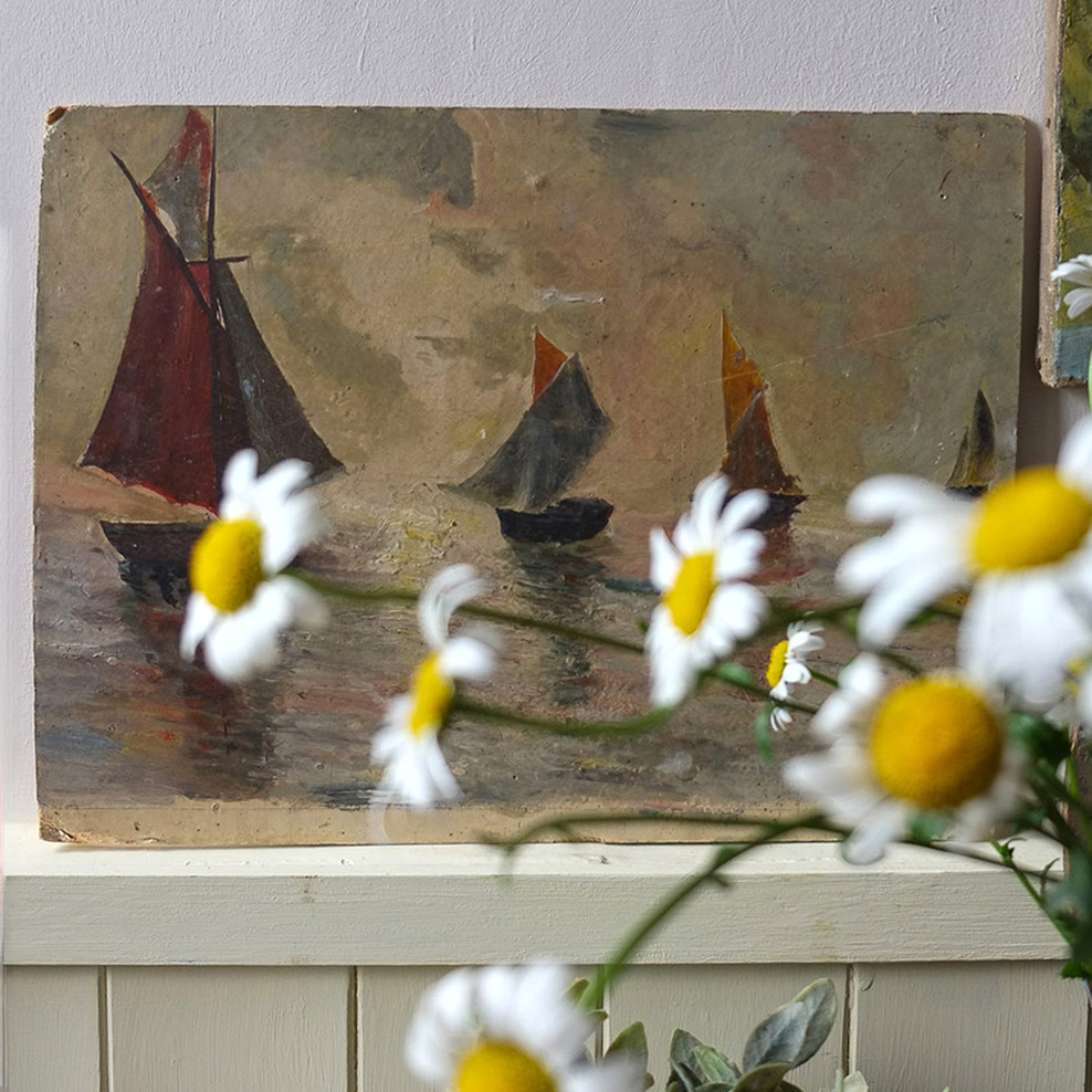 "At Sunset" Vintage Oil Painting - Image 4