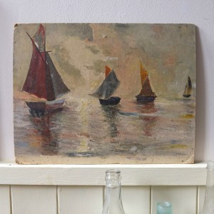 "At Sunset" Vintage Oil Painting