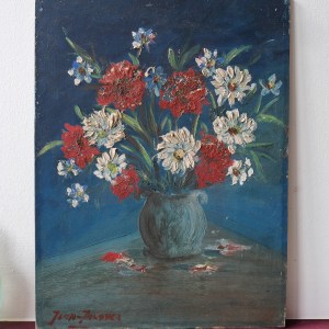 "Asters & Daisies" Vintage Floral Oil Painting